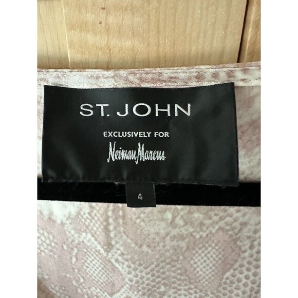 St. John Womens Silk V Neck Faux wrap Pink Snakeskin Print Sleeveless Top Size 4 - Picture 3 of 7